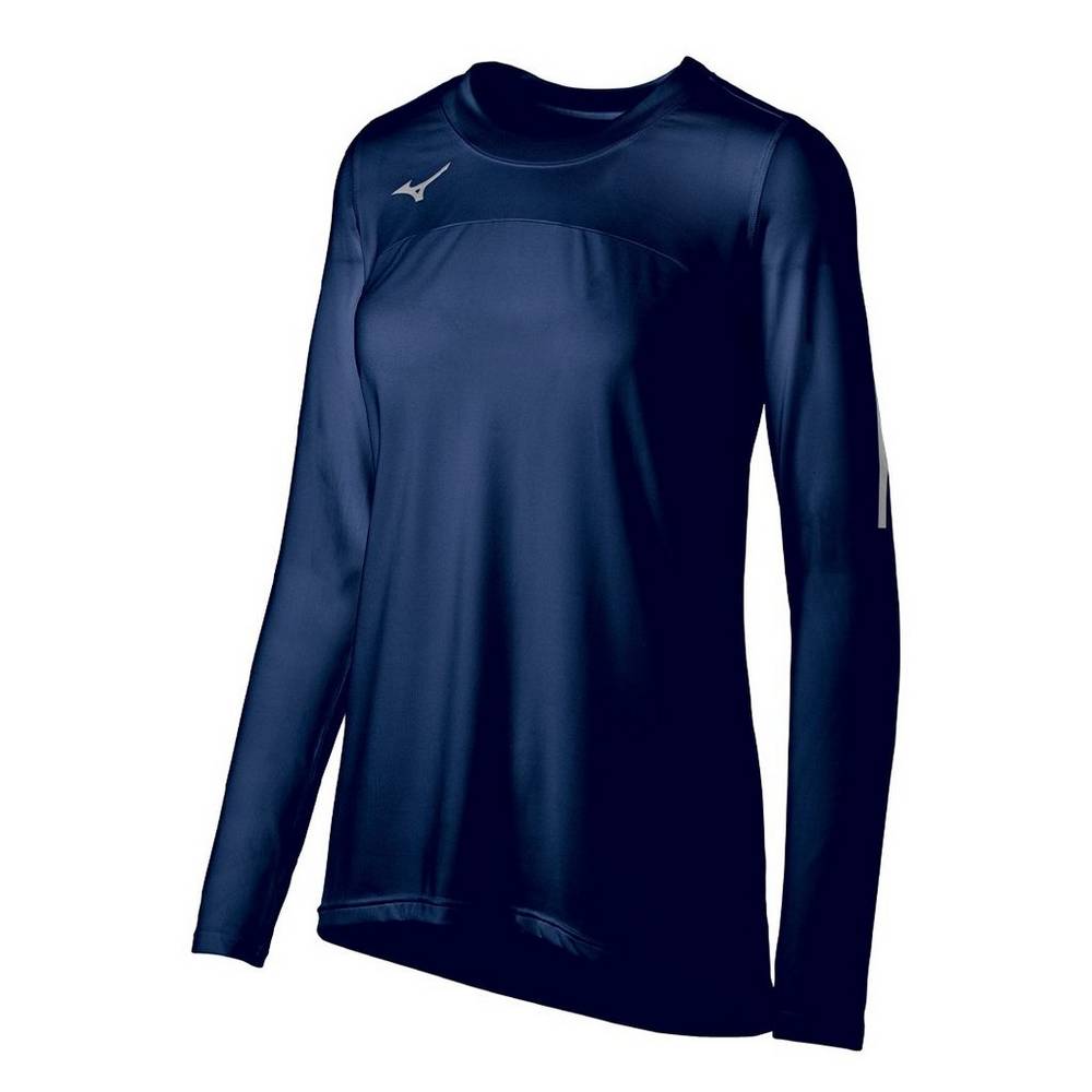 Mizuno Techno VII Long Sleeve Női Mezek Sötétkék ETU325716